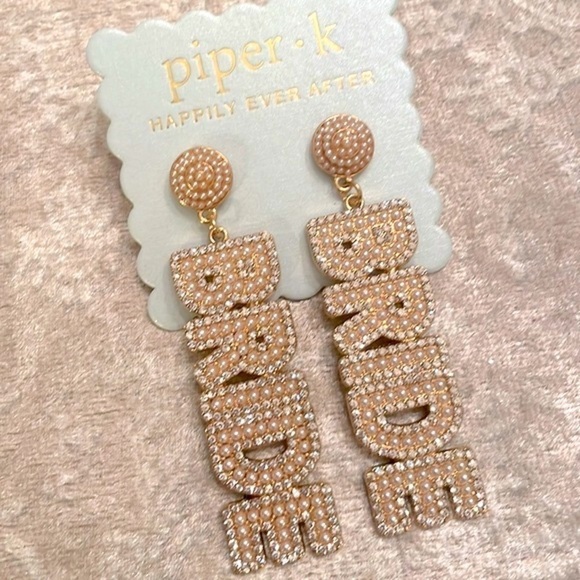 Brand New Piper K Bride Rhinestone Cultured Pearl Drop Earrings Wedding Shower - Picture 4 of 12